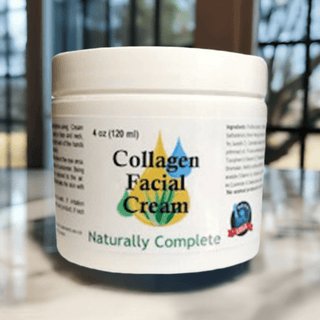 Naturally Complete Collagen Facial Cream 4 oz jar, soy-free, non-GMO, plant-based, anti-aging skin care product.