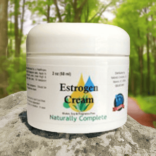 Estrogen Cream 2 oz jar with natural menopause relief, soy-free, non-GMO, plant-based, made in the USA.