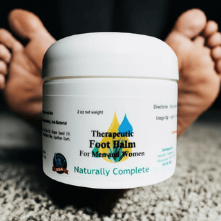 Therapeutic Foot Balm jar for men and women, 2 oz, USA-made, soy-free, non-GMO, plant-based, nourishing and soothing foot care.