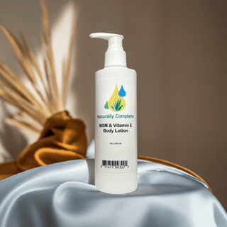 MSM with Vitamin E Lotion 8 oz. Bottle - Soy-Free, Non-GMO, Plant-Based Product for Pain Relief and Skin Health.