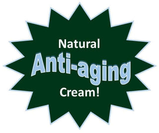 Natural anti-aging cream promotional starburst badge