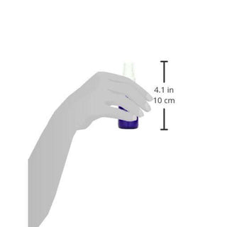 "Vital Therapy Skin Lightening Lotion 1oz bottle held by hand, showing size comparison of 4.1 inches or 10 cm"