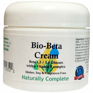Bio-Beta Cream 2 oz jar with Vitamin B, Soy-Free, Non-GMO, plant-based skincare for anti-aging and immune support.