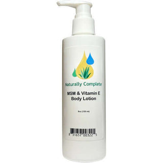 MSM with Vitamin E Lotion 8 oz. bottle, plant-based, soy-free, non-GMO for pain relief and improved circulation.