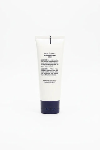 Raspberry Polishing Scrub 4 oz and 8 oz back view with ingredients