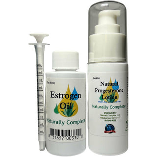 Estro Oil Set 2 oz Bottle Estrogen Oil Plus 4 oz Pump Bottle of Progesterone